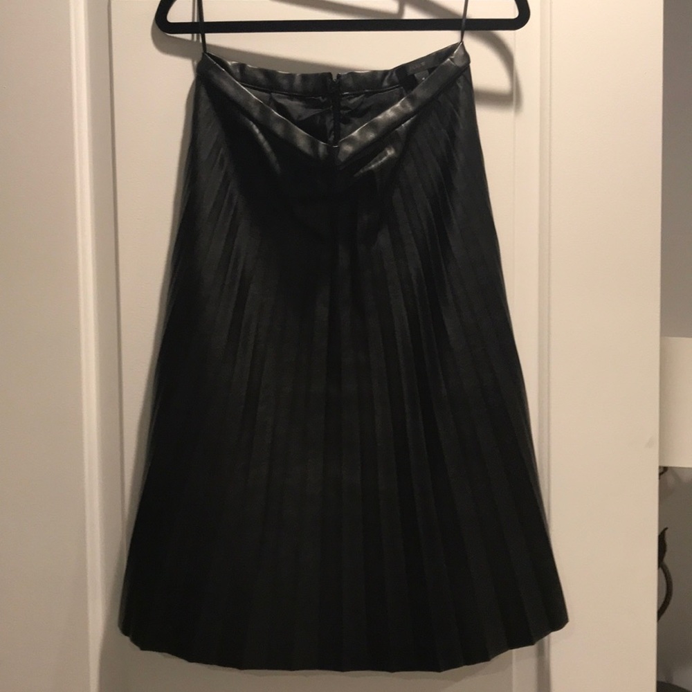 J Crew Pleated faux leather skirt, like new